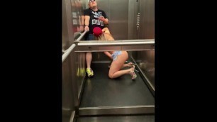 My best Blowjob ever in a Public Elevator with a Young Neighbor with Amazing Body Porn Porn