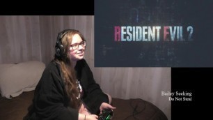 BBW Gamer Girl Drinks and Eats while Playing Resident Evil Part 1
