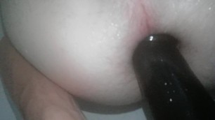 Fucking my Ass with a Big Black Dildo in the Shower