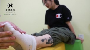 A Ticklish Chinese Army Training Girl (socks to Bare)