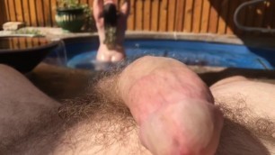 POV Big Cock Gets Hard Watching Bunnie Lebowski Showering in Public Spa