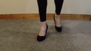 Male Strutting in Black Court Shoes Tease