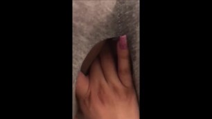 Horny Latina Fingers Soaking Pussy in Public Restroom - almost Caught