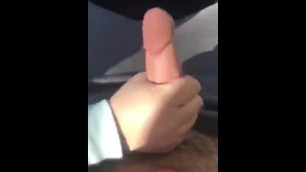 Horny Blonde Stroking Big Hard Cock in Car