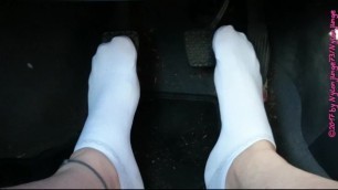 White Sneaker Socks in the Car ** Pedal Pumping **