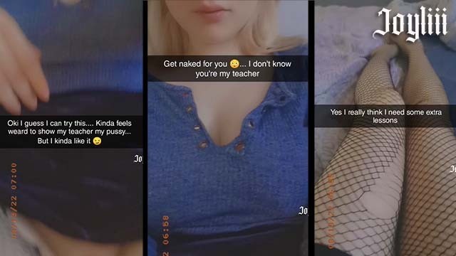 Slutty Student! Sexting my Teacher and Cum for him on Snapchat (@real.joyliii Add Me)