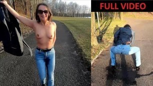 She Pee through Pants and Flashing in a Public Park